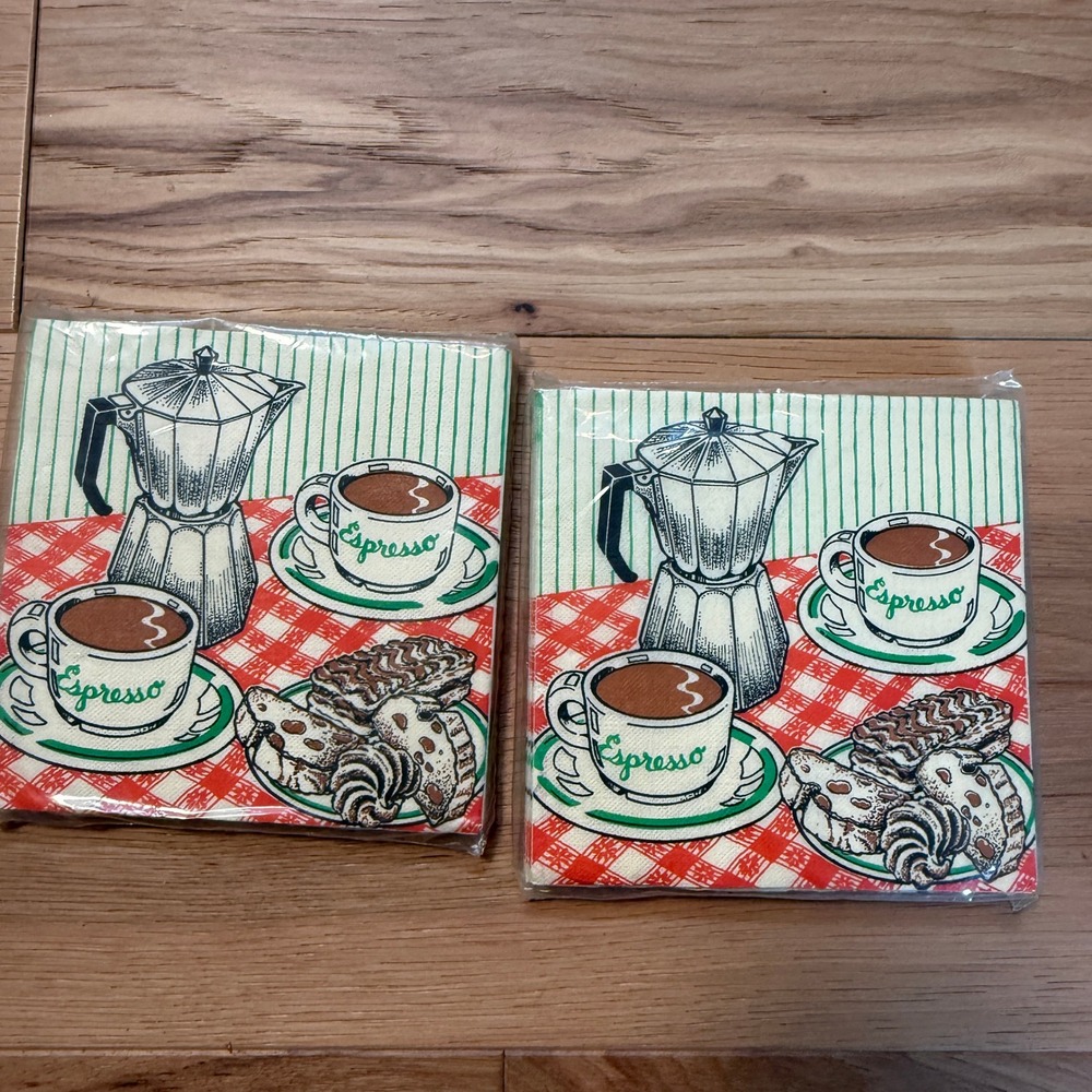 Cost Plus Vintage 70s Cocktail Napkins 24ct Espresso Italian Cafe 2 Packs